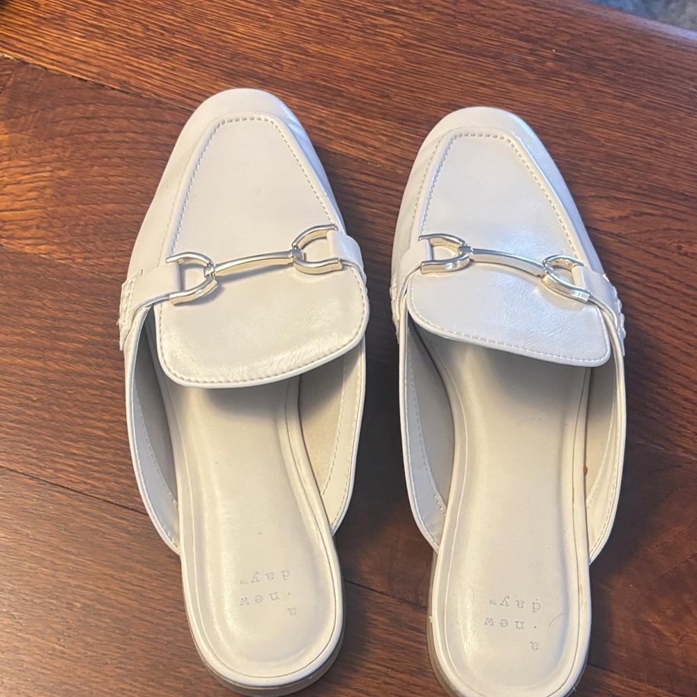 a new day Women's Cream Loafers with Silver Accent